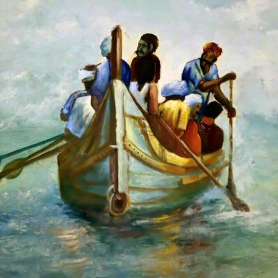 men in a boat, v