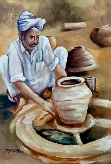 A potter creating a pot