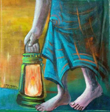 Laltain, painting by v.p.verma, Laltain in hand